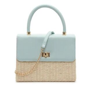 WOMEN'S BRIAR FAUX CROC STRAW CROSSBODY IN PISTACHIO